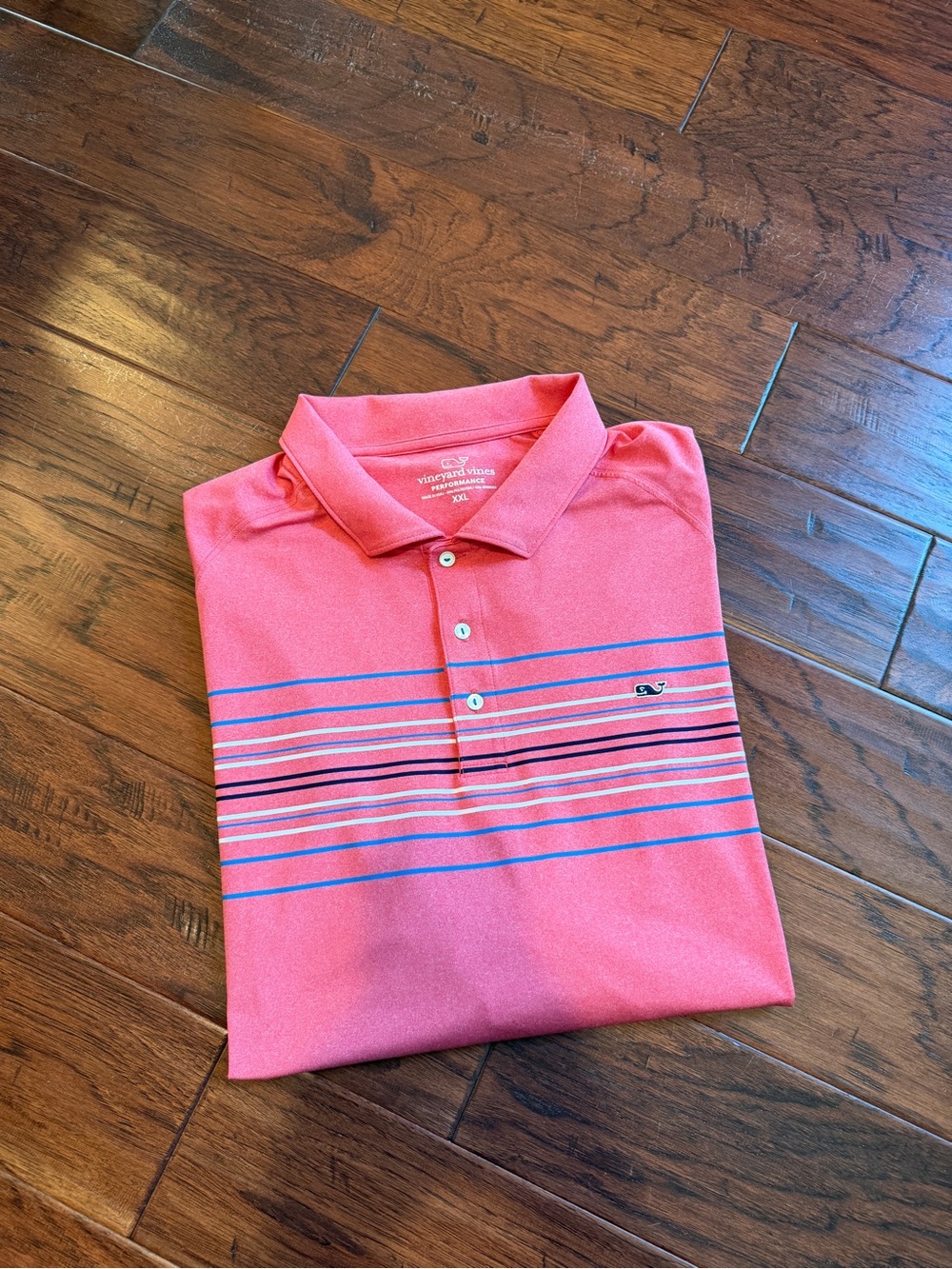Vineyard Vines Coral Pink Striped Men’s Polo